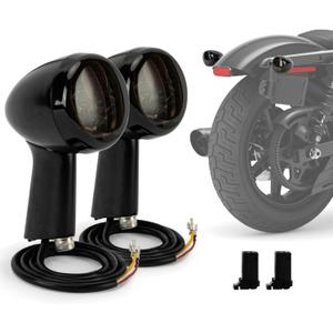 PSLER Motorcycle Front Rear Bullet LED Turn Signal Indicator Lights Integrated Brake Running Light Mount Kit with Bracket for Sportster XL883 XL1200 1992-later (Black)