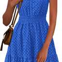 PRETTYGARDEN Women's Summer Dresses 2026 Sleeveless V Neck Eyelet Hollow Out Swing A Line Beach Vacation Sun Dress (M)