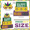 2 x Thyle 4 Pcs Mardi Gras Table Decorations Wooden Table Centerpieces Mask Purple Green Golden Mardi Gras Stack Tiered Tray Block Decor for Carnival Party Shelf Home