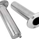 YaeMarine 2-Pack Heavy Duty Stainless Steel 316 Deluxe Rod Holders with Drain, Flush Mount Fishing Rod Pole Holders, 30 Degree /15 Degree/90 Degree
