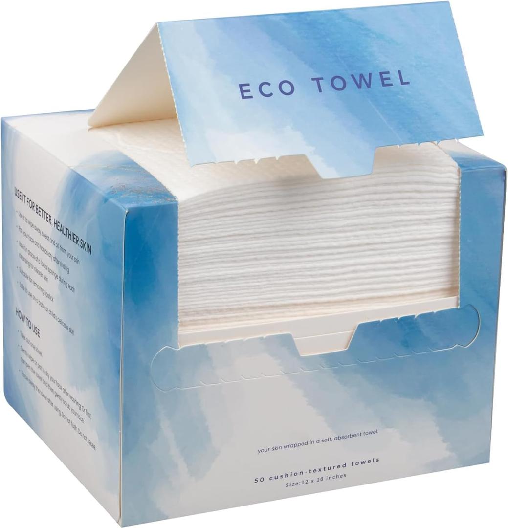 3 x Disposable Face Towels, 50 Count XL, 10x12'' Face Towelettes Thick Facial Tissue for Cleansing, Skincare and Makeup Remover