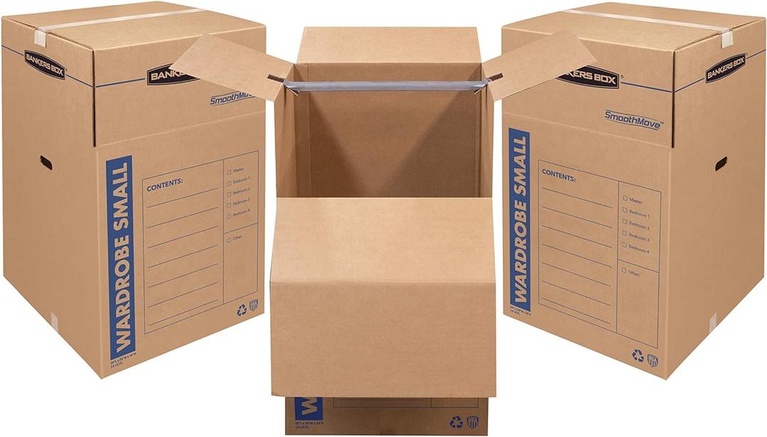 Bankers Box Short Wardrobe Box 3 Pack, 20-in x 20-in x 34-in (7710902)