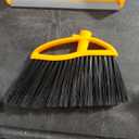 Broom and Dustpan Set for Home Long Handle (51" Length) Extendable Standing Dust Pan for Indoor Lobby Office Kitchen Cleaning (Black and Orange)