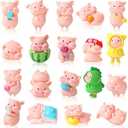 19 Pcs Pig Mini Figurines Toys Figure Animal Toys Set Cute Figurine Pig Cake Toppers for Home Desk Birthday Party Decorations