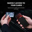 Zitahli Card Holder Wallet for Men, RFID Blocking Slim Wallet with ID window,Pop Up Metal credit card holder, Bifold Minimalist Wallet idea gifts for men (03-Brown)