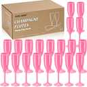 XUWAIDSGN Champagne Flute Acrylic Champagne Glasses Wedding Toasting Champagne Flute Goblet Plastic Reusable Unbreakable Champagne Cups for Bachelorette Wedding Bridal Shower Party (Pink, 24)