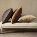MIULEE Dark Coffee Velvet Throw Pillow Covers 20x20 Taupe Neutral Soft Decorative Solid Square Cushion Cases Pack of 2 Modern Luxury Home Decor for Couch, Sofa, Bedroom