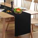 Waterproof Wipeable Table Runner, Thick Farmhouse Table Runner, Dresser Runner, Rustic Table Runner for Kitchen Dining Room, Bedroom, Living Room, Indoor and Outdoor (60'', Black) (60''(Fits Length 37''-44'' Table))