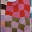 Colorful Checkered Aesthetic Phone Case for iPhone 14 Pro 6.1",Trendy Wavy Checkerboard Retro Gingham Glitter Preppy Design Protective Cover for iPhone 14pro 6.1in