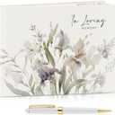Engrowtic Funeral Guest Book for Memorial Service Celebration of Life Guest Book Elegant Hardcover with Pen, 88-Page in Loving Memory Keepsake for Funeral Memorial Farewell Events(Lily)