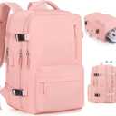 Bagsure Travel Backpack, 42L Carry on Luggage, Flight Approved Expandable Backpack, Laptop Backpack (Pink(Without 4 Packing Cubes))