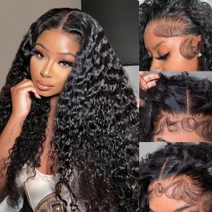 26 Inch 200 Density Wear and Go Glueless Wigs Human Hair Pre Plucked Pre Cut Loose Deep Wave Lace Front Wigs Human Hair 13x4x1 T Part Synthetic and Human Hair Blend Synthetic Wig Curly Human Hair Wig