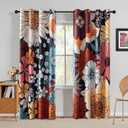 MYSKY HOME Boho Floral Blackout Curtains 84 inch Long for Living Room Thermal Insulated Privacy Protect Noise Reduction Black Out Flower Pattern Grommet Drapes for Dining Room Bedroom, 2 Pcs, 52" Wide