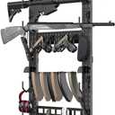 CVLIFE Gun Rack for Wall, Indoor Gun Rack Wall Mount with Shelf & Accessory Panel, Horizontal Heavy-Duty Gun Display Holder for Rifle/Shotgun, Gear Wall Mounted