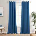 Mrs.Naturall Denim Blue Curtains 84 Inch Length for Living Room,Grommet Boho Vintage Farmhouse Country Thermal Insulated Blackout Curtains 84 Inches Long for Bedroom 2 Panels Set, Dark Blue