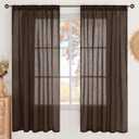BGment Brown Linen Curtains 72 Inches Long for Living Room, Window Drapes Rustic Textured Semi Sheer for Farmhouse Beroom Dining Room Decor Rod Pocket Lightweight, 2 Panels Set, Each 52 Inch Wide