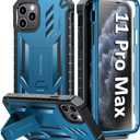 FNTCASE for iPhone 11 Pro-Max Case: Rugged Shockproof Protective Cases with Kickstand - Heavy Duty Dual Layer Military Grade Drop Proof Protection Cell Phone Cover (Blue)
