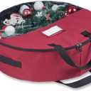 Christmas Wreath Storage Bag 30 inch Christmas Decoration Container with Transparent Window Garland Storage Bag with Three Handles Double Zipper (red) (30")