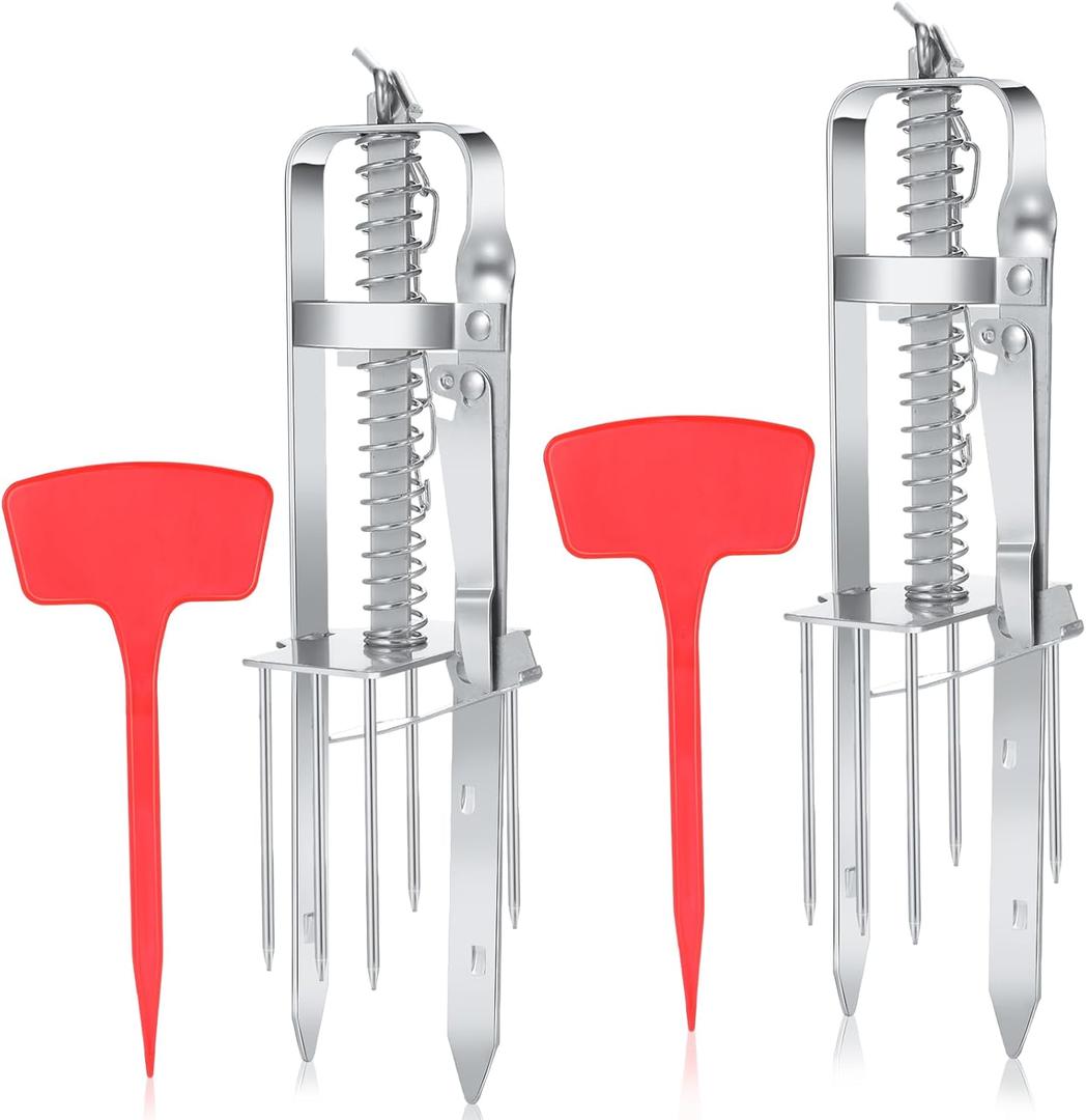 Qualirey Pack of 2 Mole Trap Gopher Ground Squirrel Trap Galvanized and Oil Hardened Spear Style Mole Killer Animal Traps Reusable for Lawn Garden (Silver) Qualirey Pack of 2 Mole Trap Gopher Ground Squirrel Trap Galvanized and Oil Hardened Spear Style Mole Killer Animal Traps Reusable for Lawn Garden (Silver)