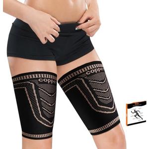 Hamstring Compression Sleeve(pair)-Copper Thigh Compression Sleeve for Women Men-Thigh Braces for Quad Supports,Groin Pull Relief,Running, 3XL