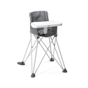 Bright Starts Pop 'N Dine Portable High Chair, Indoor/Outdoor, BPA Free Tray, Easy to Fold, Unisex, Grey, 6 Months + (Gray)