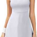 Fengbay Tennis Dress for Women,Golf Dresses with Built in Shorts with 4 Pockets for Sleeveless Athletic Workout Dress (White, M)
