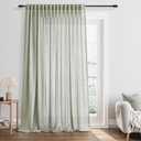 Sage Green Extra Wide Linen Curtains for Sliding Glass Door 100 Inch Wide Back Tab Curtain Patio Living Room Divider Semi Sheer Farmhouse Spring Light Filtering Drape 1 Panel W100xL102