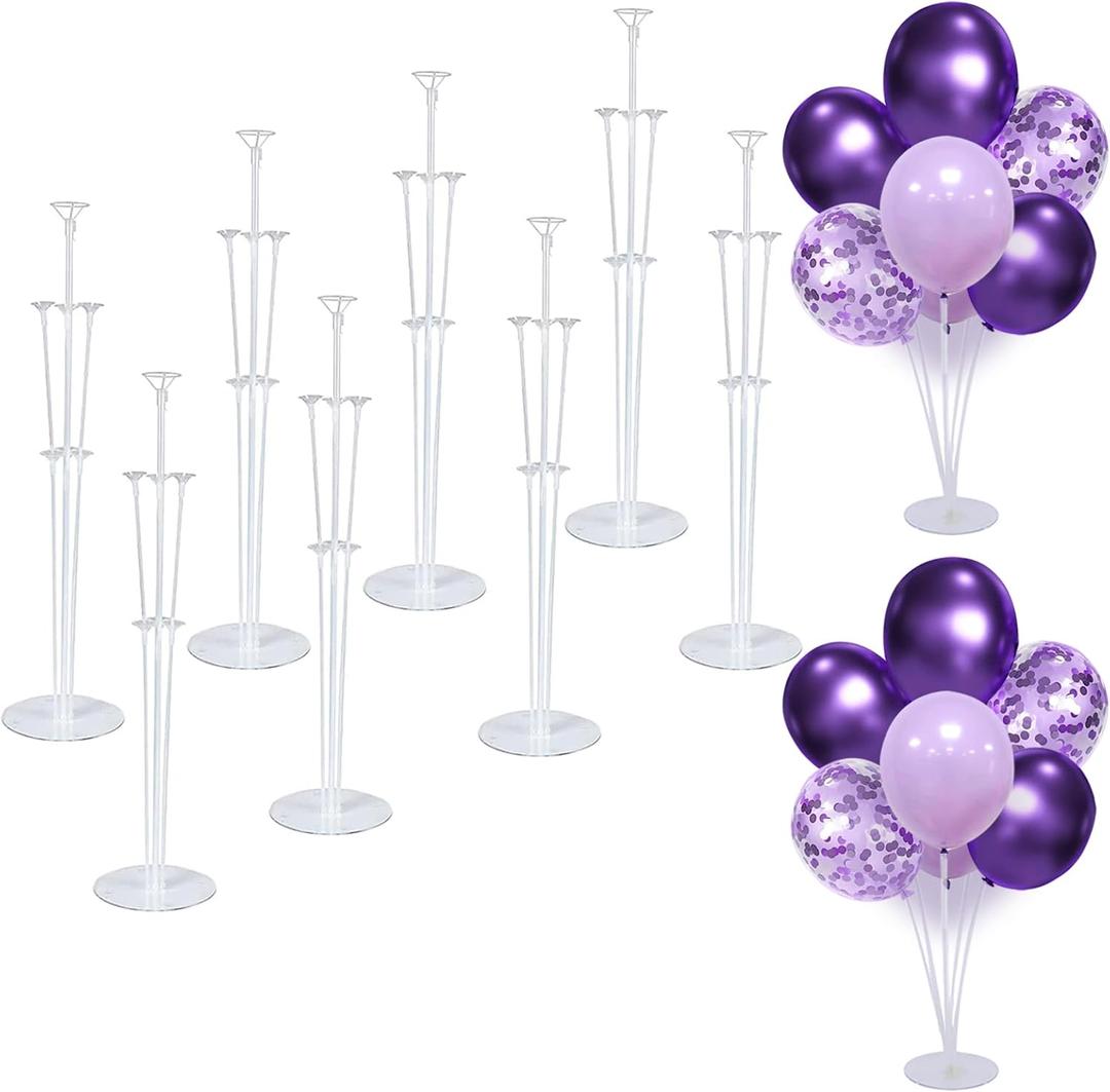 8 Set Balloon Stand Kit - Balloon Sticks With Base for Table Balloon Centerpiece Decorations for Birthday Graduation Gender Reveal Baby Shower Party Decorations