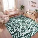 LOCHAS Ultra Soft Area Rug 7x10, Dark Green Shaggy Rugs for Living Room