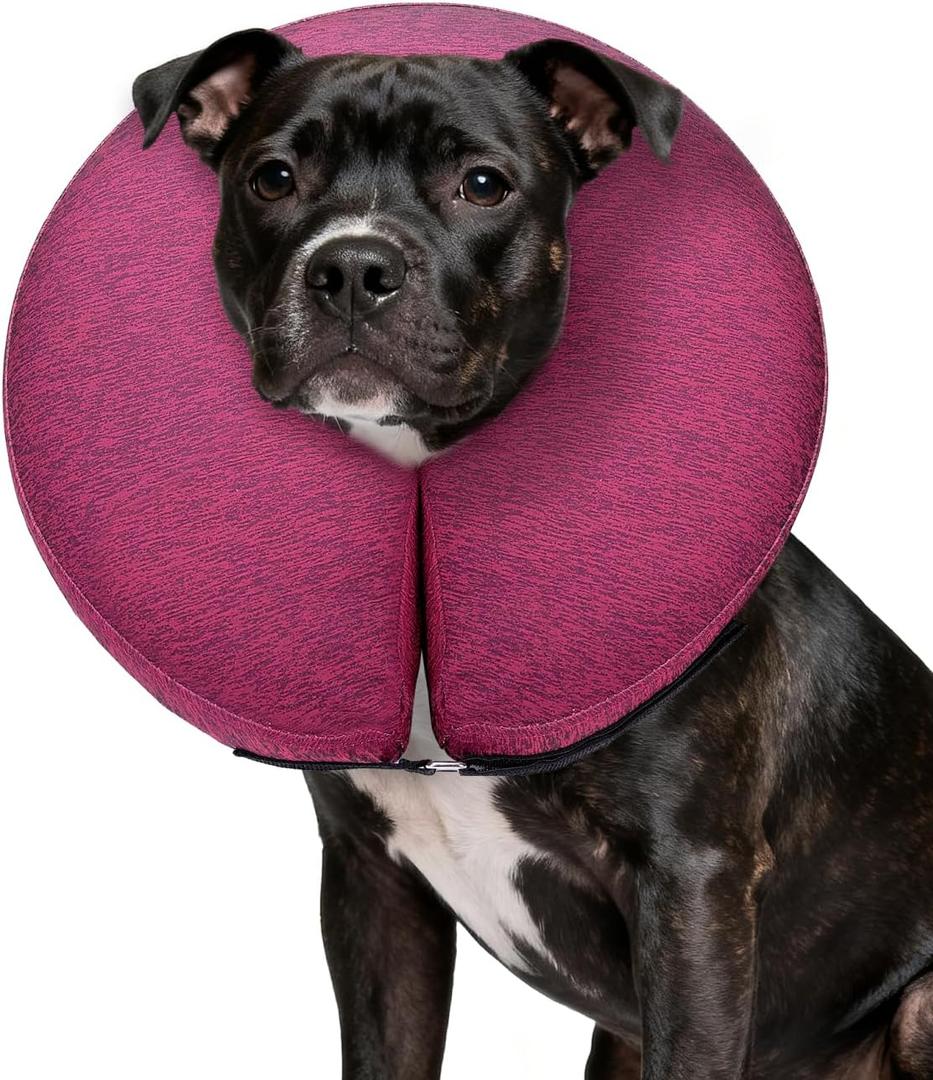 MIDOG Inflatable Dog Cone Collar Soft Dog Cone Alternative After Surgery, Comfortable Recovery Neck Donut ECollar for Small Medium & Large Dogs and Cats to Stop Licking & Vision-Friendly (Rose,L)