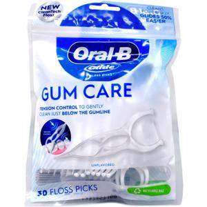 Oral-B Glide Gum Care Floss Picks, Multi, Unflavored, 30 Count (Pack of 1)