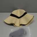 Sun Hat with Hair Extensions Hat Wig UPF 50+ Foldable Wide Brim Straw Beach Hat Attached 9" Wavy Hairpiece Synthetic for Women Summer Dark Brown