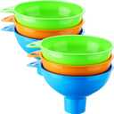 Nuogo 6 Pcs Wide Mouth Canning Funnels for Mason Jars Filling Bottles Wide Multipurpose Plastic Funnels for Freeze-Dried Foods, Resin, Kitchen Use