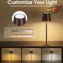 UME 3 Pack Cordless Table Lamp, Battery Operated Lamp - Portable Waterproof Rechargeable Table Lamp w/ 3 Color Temps & Stepless Dimming for Dinner, Desk, Cafe, Outdoor (Woodgrain)