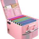 Fireproof Document Box, Fireproof Organizer Safe Box with Lock, Portable Office Storage Cabinet for Hanging Letter/Legal Folder 16.1 x 12.9 x 11in(Pink)
