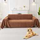 HAOMAIJIA Non Slip Couch Cover Sofa Covers for 3 Cushion Couch Washable sectional Couch Covers for Dogs pet Furniture Protector Couch Cover Blanket for Living Room (Brown, 71"x134")
