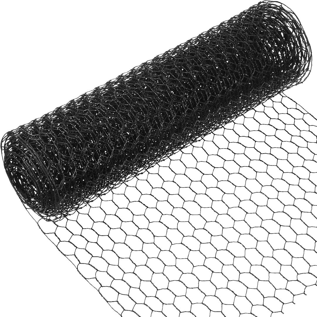 SATINIOR 2 Sheets Chicken Wire Net for Craft Work, Galvanized Hexagonal Wire Mesh (Black,13.7 x 80 Inches)