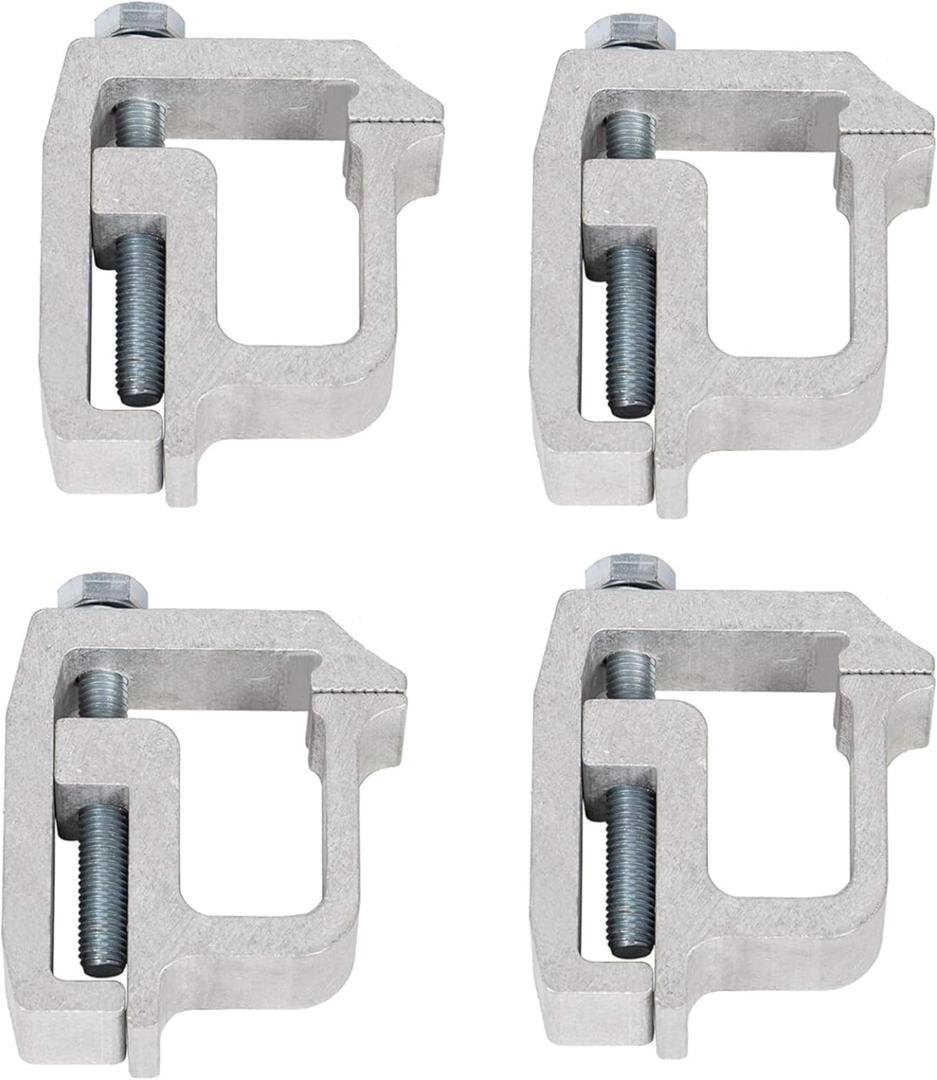 KUAFU Truck Cap Mounting Clamps Compatible with Chevrolet Chevy Ford Dodge Ram Sierra Dakota Ram 1500 2500 3500 F150 F250 for Mounting Caps Camper Shell Topper Canopy Heavy Duty Aluminum (4Pcs-Silver)