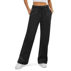 ATHMILE Women’s 2025 Fall Fleece Lined Plus Size Sweatpants Baggy Open Bottom Lounge Heated Pants Athletic Joggers Black XL