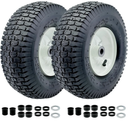 2-Pack 13x5.00-6 Front Tire and Wheel Assembly For Riding Lawnmower with 3"-6"Centered Hub,3/4'' or 5/8''Sintered iron Bushing.Turf Tread. (13 x 5.00-6 Tube Type,Turf Tread)