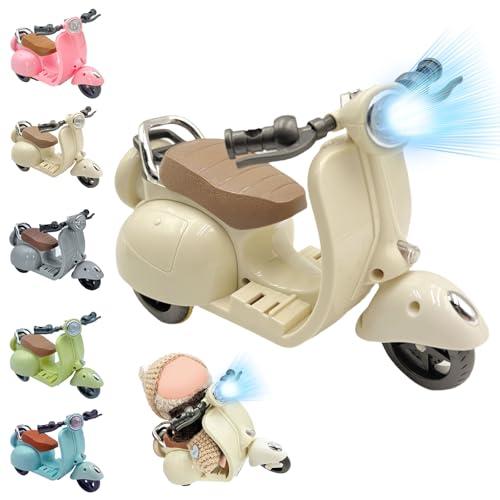 LUFZFEU Accessories for LABUBU, Scooter Toy for Labubu with Lights & Music Rotate 360°, Lnteresting Motorcycles for Labubu, Decor Desktop Ornaments for Doll Collectors Battery Not Included (Beige)