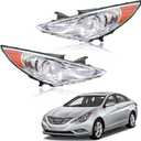 Headlights Assembly with Amber Corner Replacement for Sonata 2011-2014 Headlamps Driver and Passenger Side