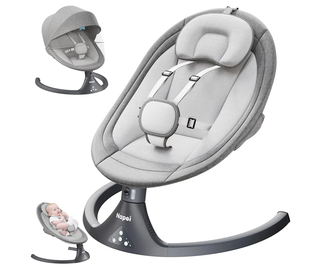 Baby Swing for Infants to Toddler,Electric Portable Baby Swing and Bouncer,Bluetooth Infant Swing for Newborn with Remote Control,10 Music,5 Speed,3 Seat Position,Baby Rocker for Baby 0-9 Month