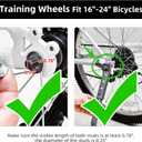 Adjustable Bike Training Wheels Kids Bicycle Training Wheels Kit for 16, 18, 20, 22, 24 inch bike, Includes Stabilizers for Variable Speeds, Black