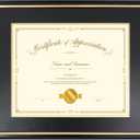 15x18 Diploma Frame for 11x14 Certificate/Document/Picture with Black and Gold Mat, Solid Wood Degree Frame, UV Protection Acrylic Wall Display