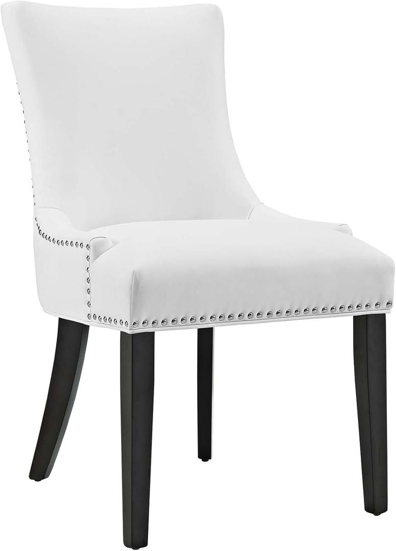 Modway MO- Marquis Modern Faux Leather Upholstered with Nailhead Trim, Dining Chair, White Modway MO- Marquis Modern Faux Leather Upholstered with Nailhead Trim, Dining Chair, White