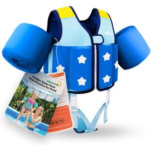Kids Pool Floaties 1-2-3-5-7-9 Years Old, Toddler Swim Vest 20-30-50-70 Pounds, Comfortable Extended Wear Kids Float Jacket with Crotch Strap, Bright & Colorful Design and Unpadded Sides for Comfort