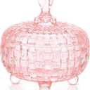 26 oz Large Glass Candy Dish with Lids Crystal Candy Jar with Lid Easter Spring Decorative Covered Glass Jar Jewelry Box Wedding Buffet Biscuit Containers for Snacks(Elegant,Medium)