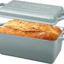 EDGING CASTING Enameled Cast Iron Dutch Oven, Oblong Bread Oven for Sourdough Bread Baking, Baking Pan, Dual Handles, Oven Safe, 4 Quart, Seasalt