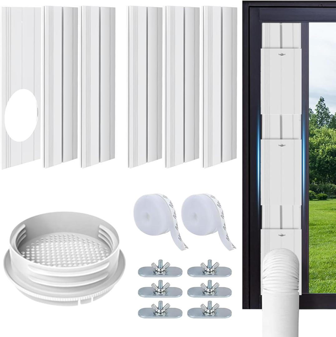 Portable Air Conditioner Sliding Door Vent Kit with 4-in-1 Coupler FilterAdjustable Sliding Door Ac Vent for 5.9 Exhaust HoseAdjustable Ac Vent Kit for Sliding Door/Window Max length 90inches (6 Panels)